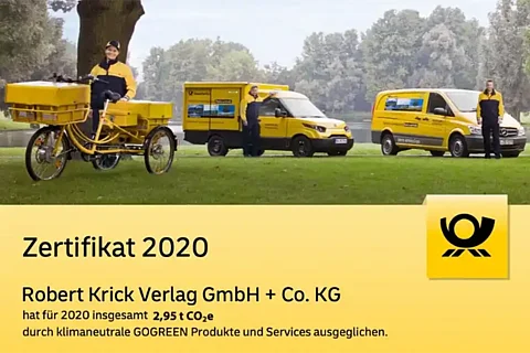 Klimaneutraler Versand durch GOGREEN Produkte und Services - Zertifikat 2020