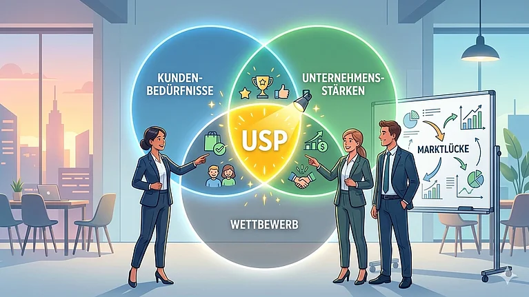 USP in Darstellung mit weiteren Merkmalen wie Wettbewerb